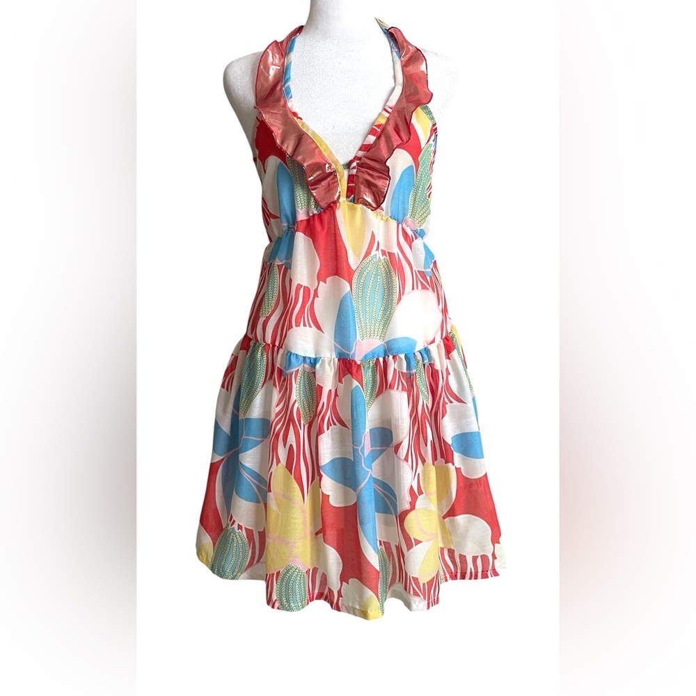 Fair ground Floral Ruffle Mini Dress/Coverup Small